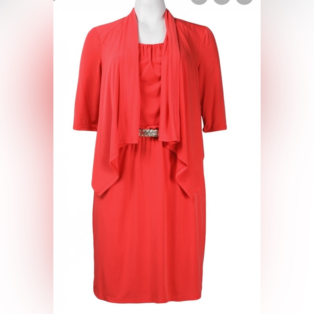Coral dress with jacket